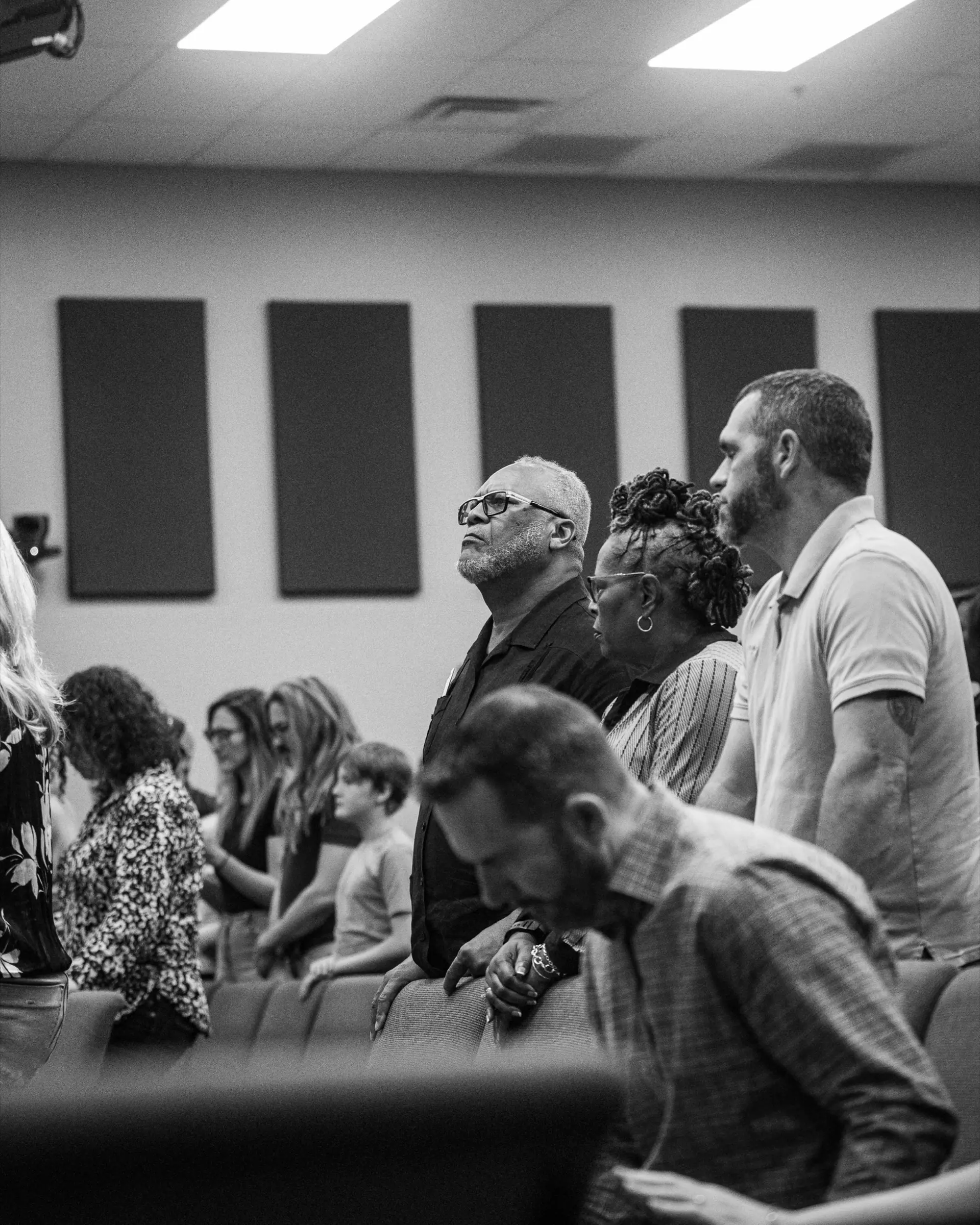 The congregation in prayer